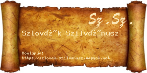 Szlovák Szilvánusz névjegykártya